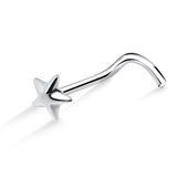 Solid Star Shaped Silver Curved Nose Stud NSKB-143